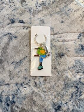 Nicaragua Parrot Keychain - Colorful Green & Blue Bird Charm